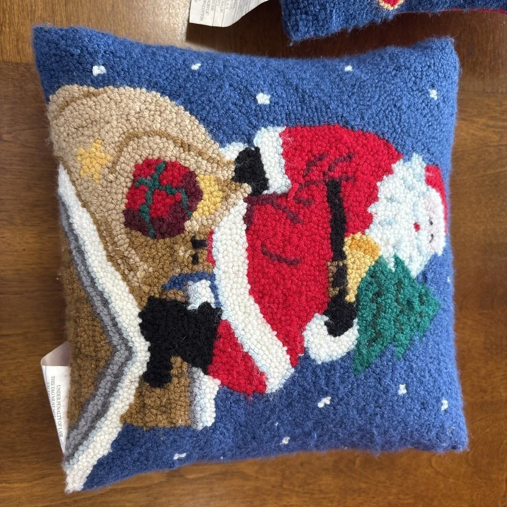 Set Of Two 10x10 Christmas Pillows Santa And‎ Angel